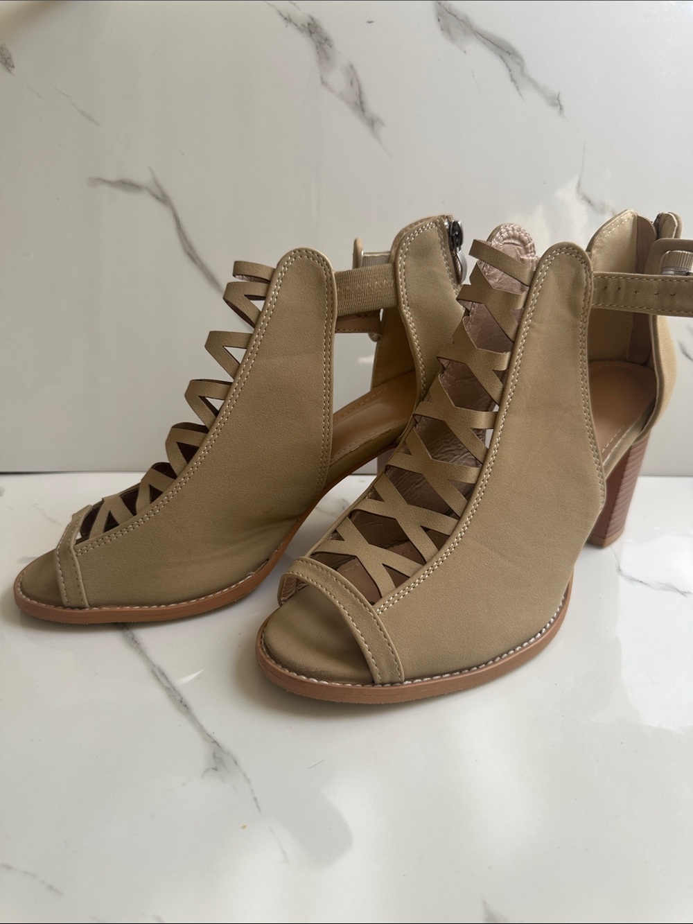 Chunky Heel, open toe strappy sandal